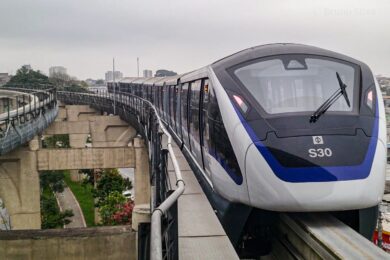 Trem S30. da nova frota da Linha 15-Prata, durante testes pré-operacionais