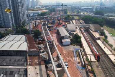 Obras da estação Ipiranga da Linha 15 em maio de 2026
