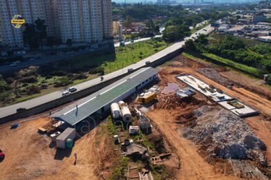 Instalações da obra da estação Fernão Dias