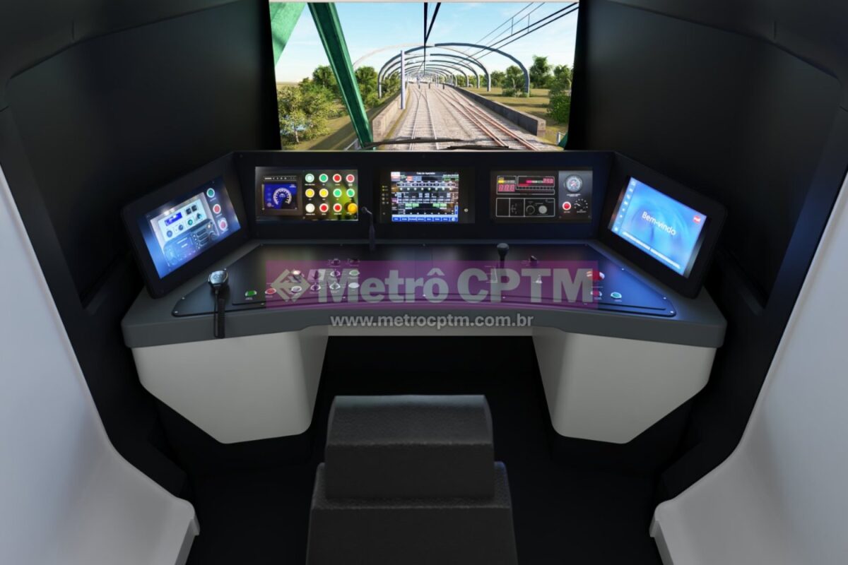 Cabine do futuro simulador da TIC Trens