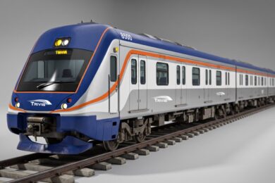 Imagem conceitual do primeiro trem da Trivia Trens com sua nova identidade visual