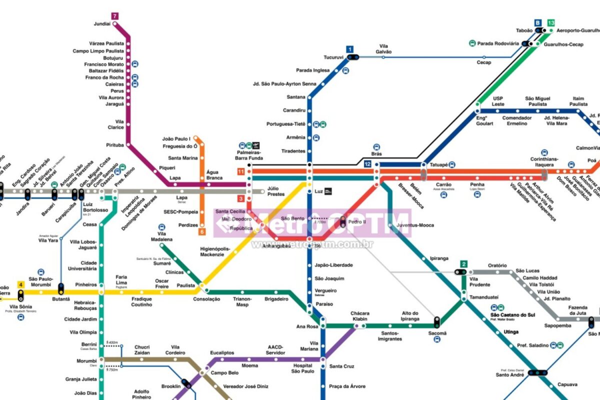 Versão nova do Mapa do Transporte Metropolitano divulgada em julho de 2026
