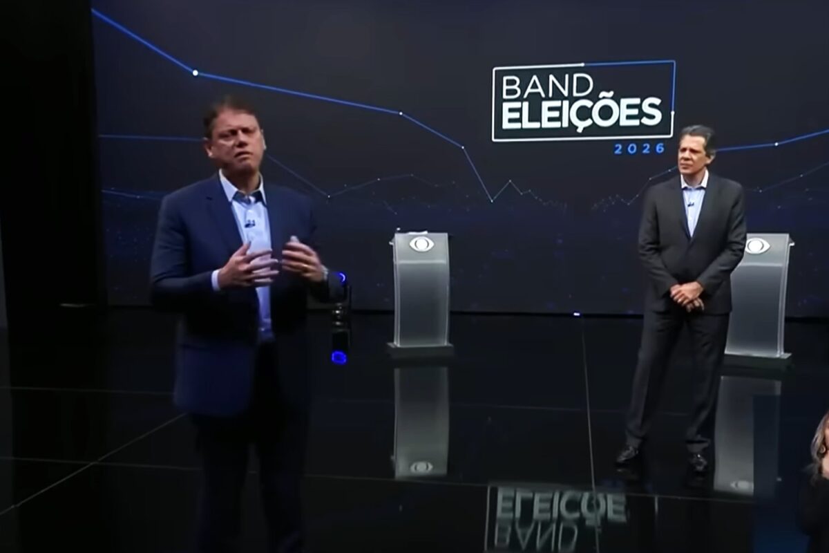 Tarcísio e Haddad no primeiro debate